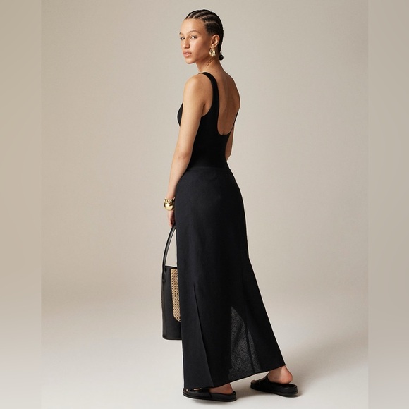 JCREW SZ XL Gwyneth slip skirt in linen black - Picture 3 of 6